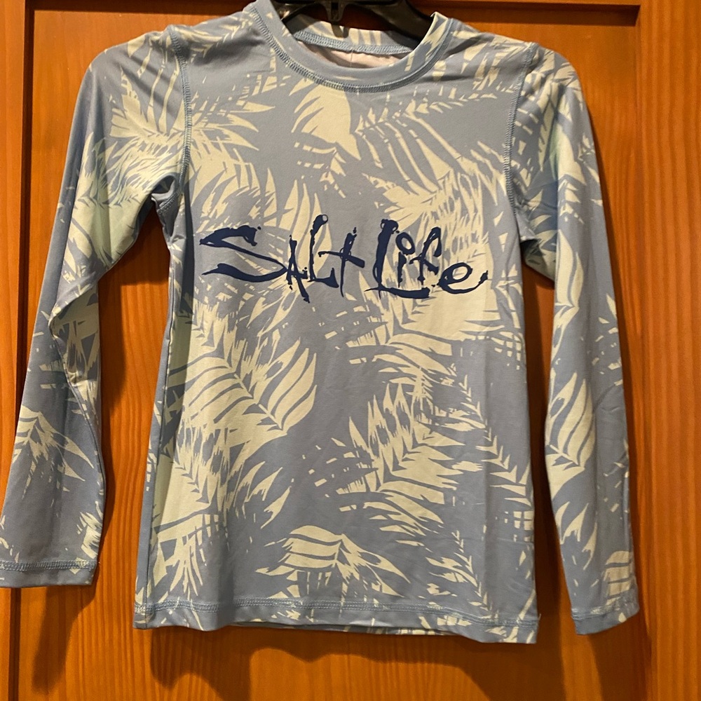 Salt Life Girl’s Light Blue And Teal Long Sleeve SLX (Drifit) Shirt NWT Size S